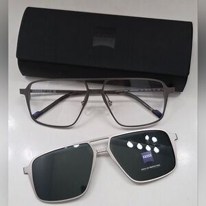 ZEISS LightPro Eyeglasses w/ Magnetic Clip-On Sunglasses ZS23123SLP 56□14